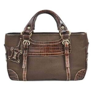 Celine Boogie Bag Brown Embossed Leather Canvas